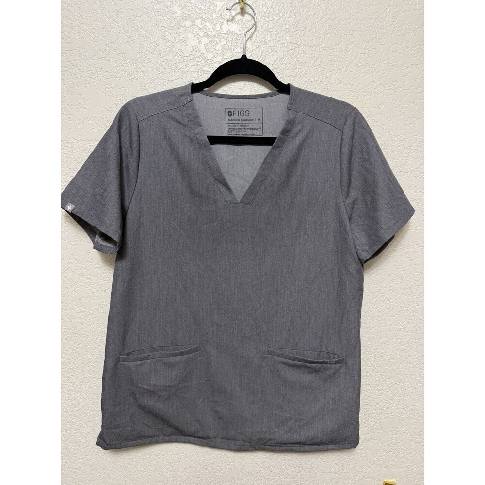 Figs Casma Technical Collection Scrub Too Women’s Sz M Grey V-Neck Nurse CNA
